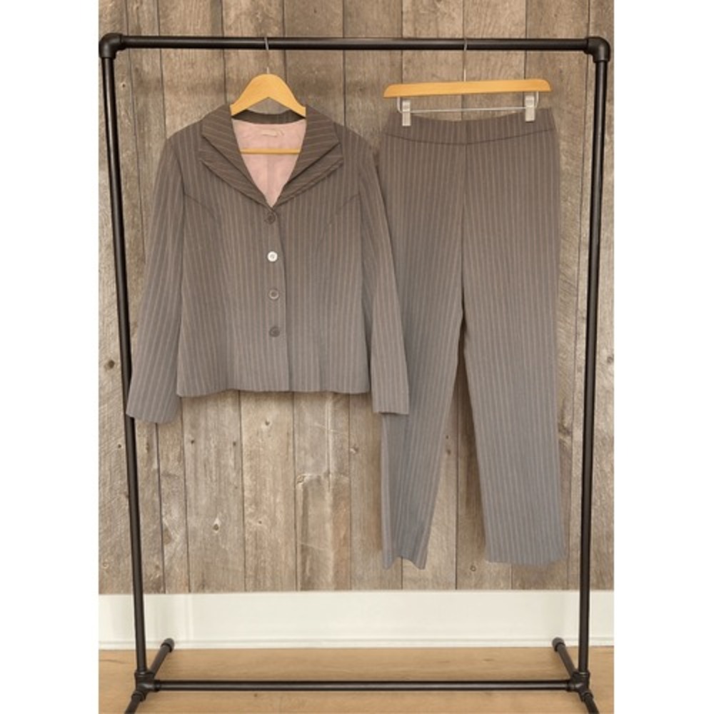 Y2K Vintage Danny & Nicole sz 16P Womens Pink Pinstripe Suit Set Mob Wife Career